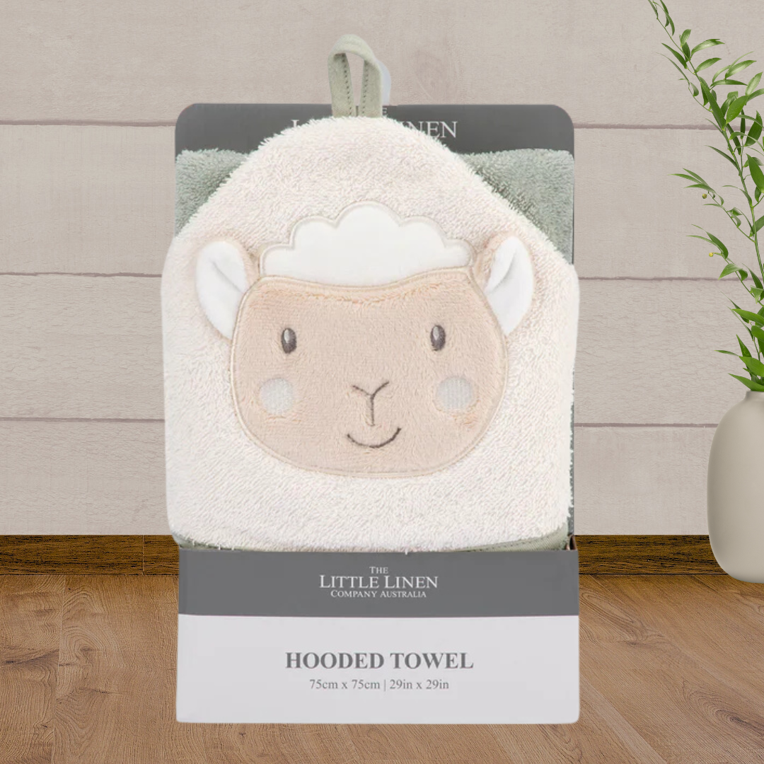 TLLC Character Hooded Towel - Farmyard Lamb - Baby Gifts Australia