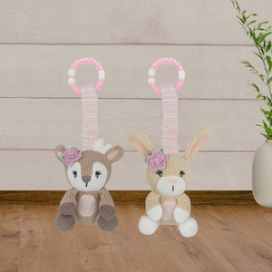 Living Textiles 2pk Stroller Toys - Fawn & Bunny - Baby Gifts Australia