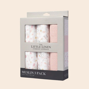 TLLC Muslin 3Pk Prints - Ballerina Bunny - Baby Gifts Australia