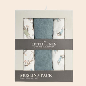TLLC Muslin 3pk Wrap - Barklife Dog - Baby Gifts Australia