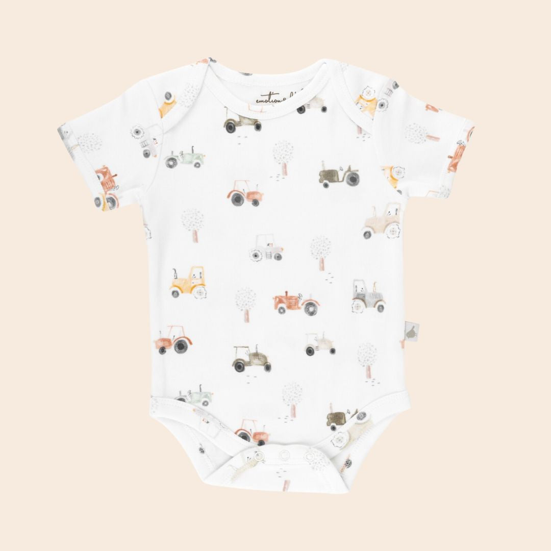 Tractor Organic Cotton Short Sleeve Bodysuit - Baby Gifts Australia