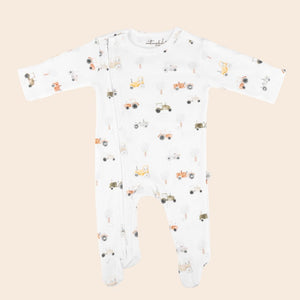 Tractor Organic Cotton Zip Outfit with Feet - Baby Gifts Australia