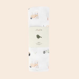 Tractor Organic Cotton Wrap - Baby Gifts Australia