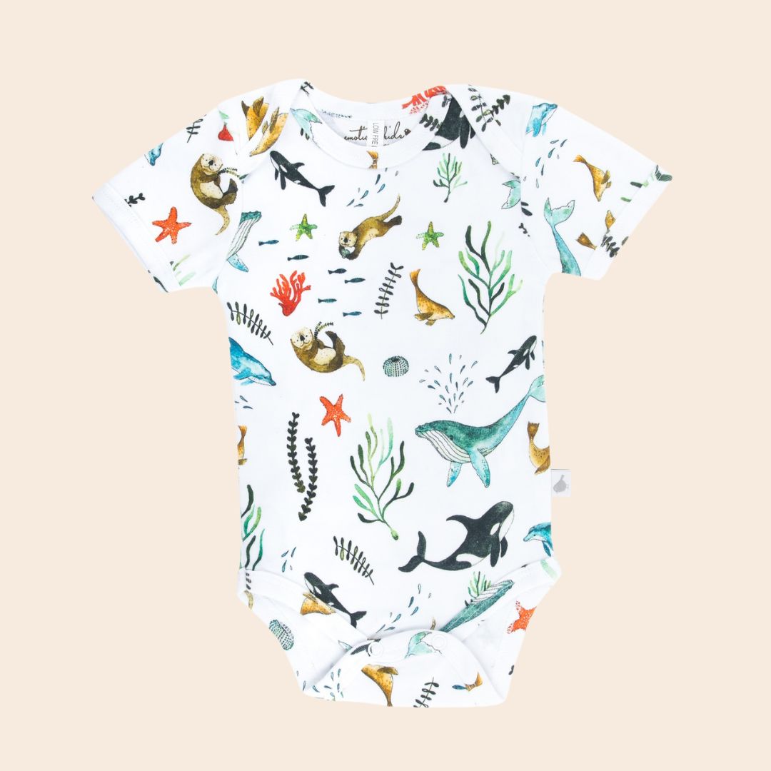 Under the Sea Organic Cotton Short Sleeve Bodysuit - Baby Gifts Australia