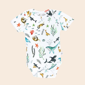 Under the Sea Organic Cotton Short Sleeve Bodysuit - Baby Gifts Australia