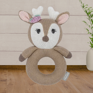 Ava the Fawn Knitted Rattle - Baby Gifts Australia