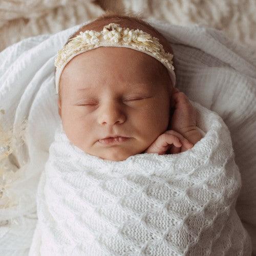 Emotion & Kids Cream Lace Knit Bassinet Blanket - Baby Gifts Australia
