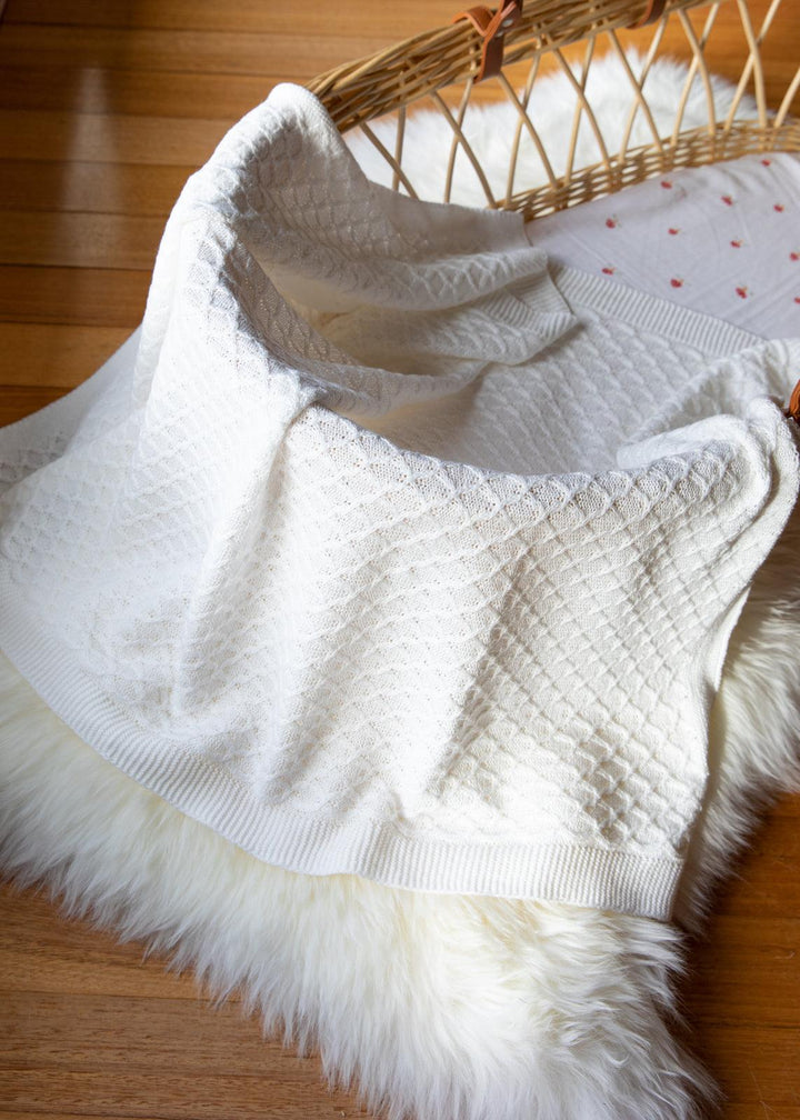 Emotion & Kids Cream Lace Knit Bassinet Blanket - Baby Gifts Australia