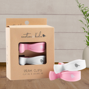 Emotion & Kids Pink & White Pram Clips - Baby Gifts Australia