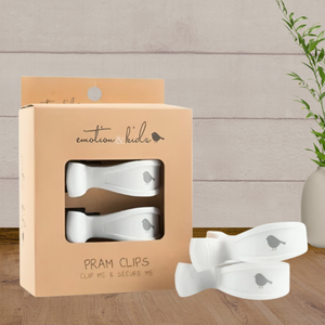 Emotion & Kids White Pram Clips - Baby Gifts Australia