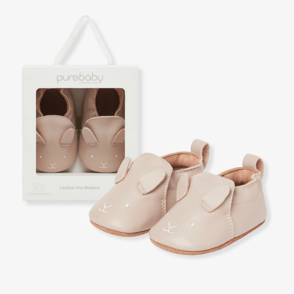 Pure Baby Blush Bunny Leather Pull-on Shoes - Baby Gifts Australia
