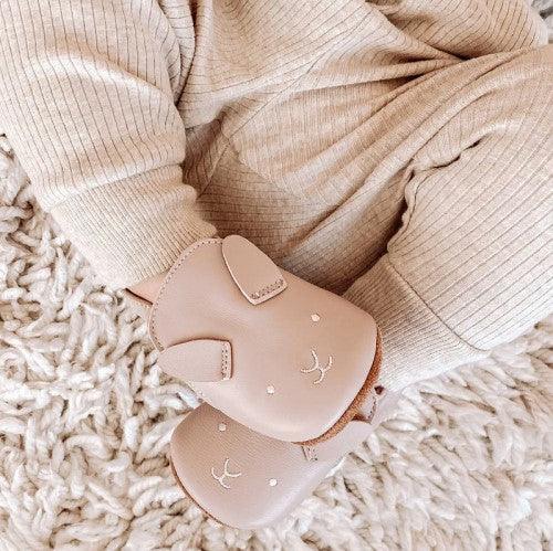Pure Baby Blush Bunny Leather Pull-on Shoes - Baby Gifts Australia