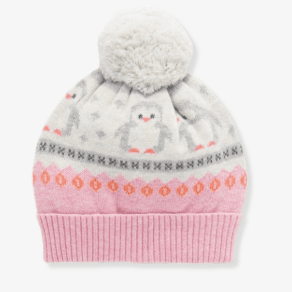 Pure Baby Penguin Fair Isle Knit Beanie - Baby Gifts Australia