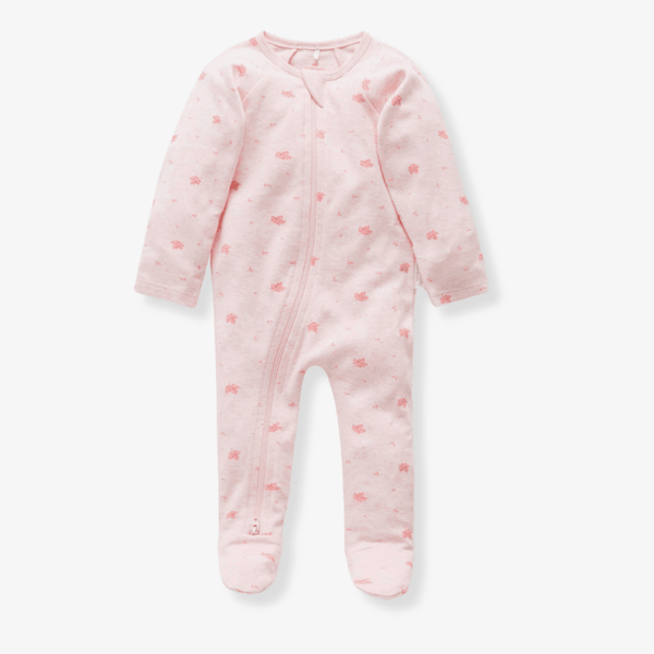 Pure Baby Pink Leaf Baby Growsuit - Baby Gifts Australia