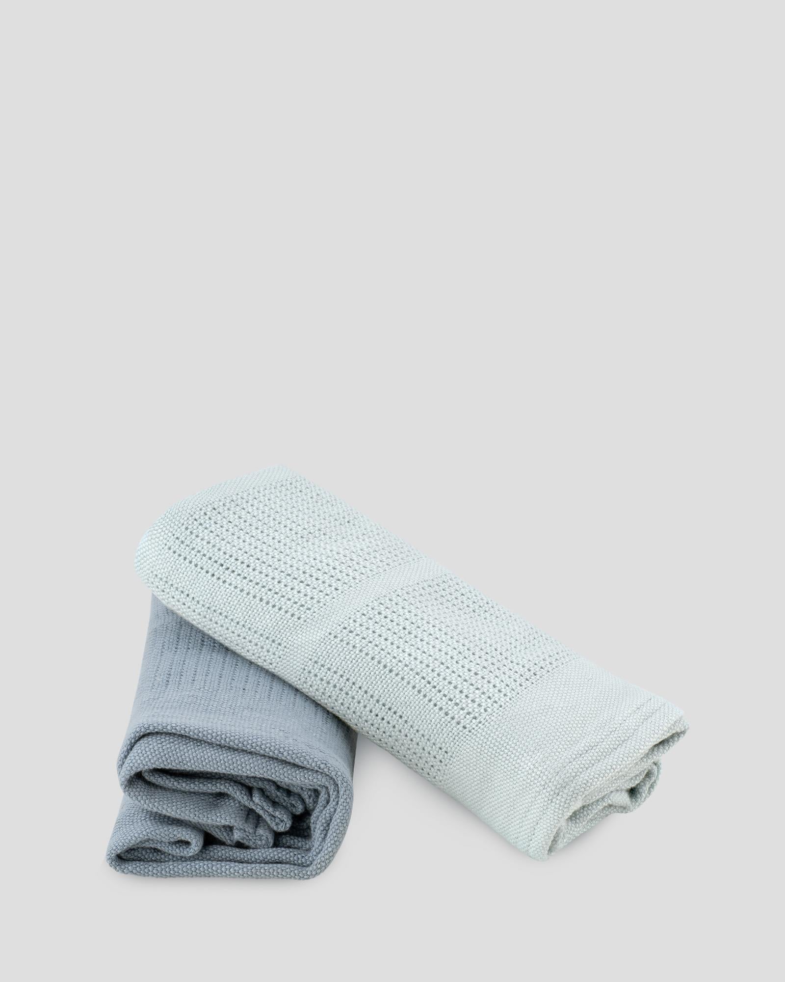 Retro Blue Bamboo Cellular Baby Blanket 2 Pack