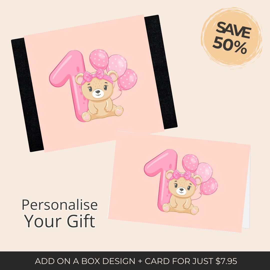 1st Baby Birthday Sleeve + B'Day Girl Card Bundle - Baby Gifts Australia