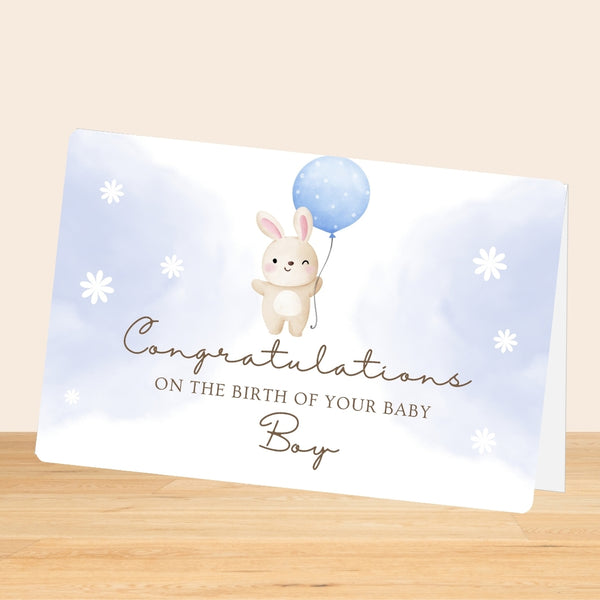 Congratulations Baby Boy Greeting Card - Baby Gifts Australia