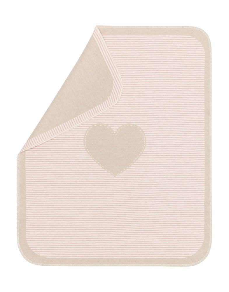 David Fussenegger Blush Pink Heart & Stripes Juwel Bassinet Blanket