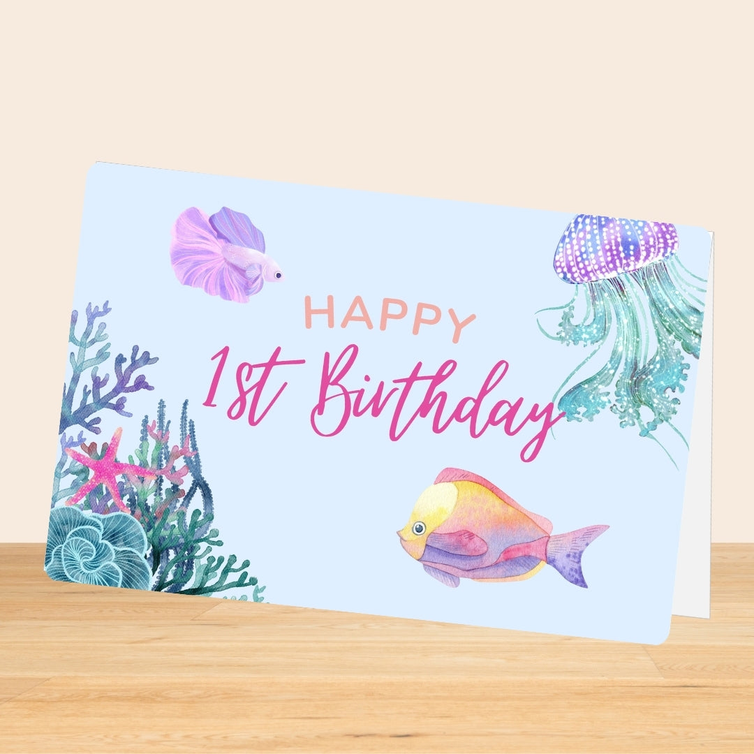 1st Birthday Baby Girl Greeting Card - Baby Gifts Australia