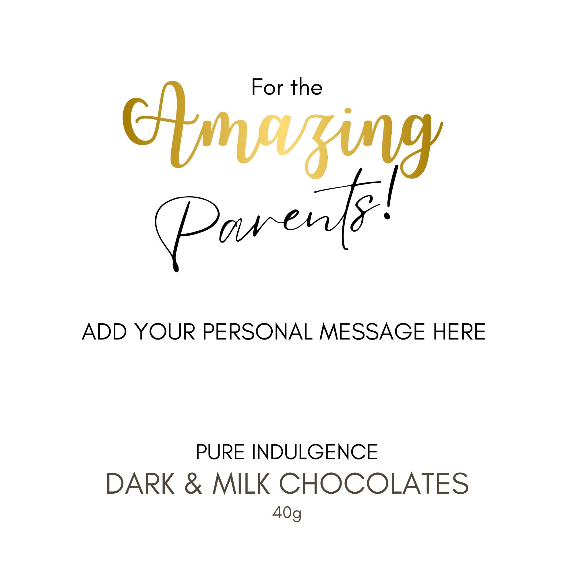 Amazing Parents Chocolate Label