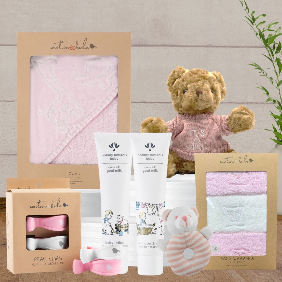 Newborn Baby Girl Bathe Hamper - Baby Gifts Australia