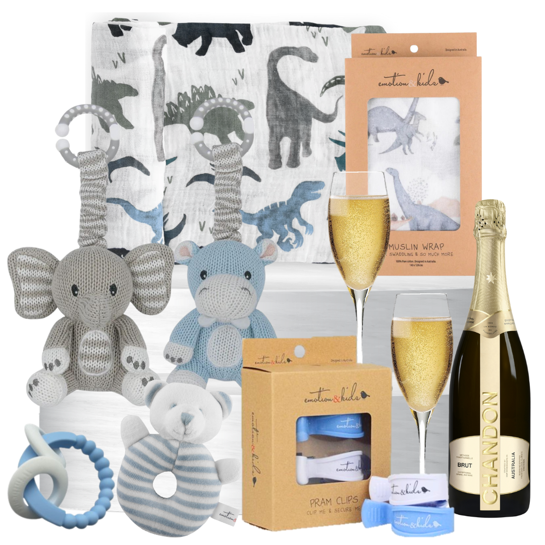 Blue Bubble and Rattle Baby Shower Gift