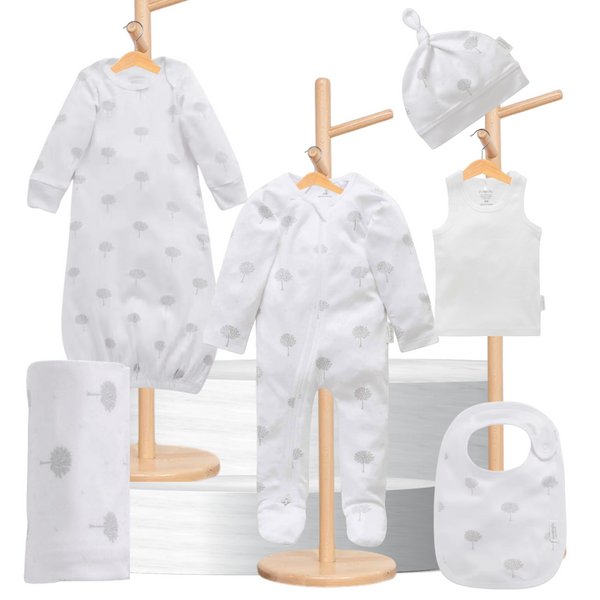 Pure Baby Newborn Hospital Pack - Pale Grey Tree