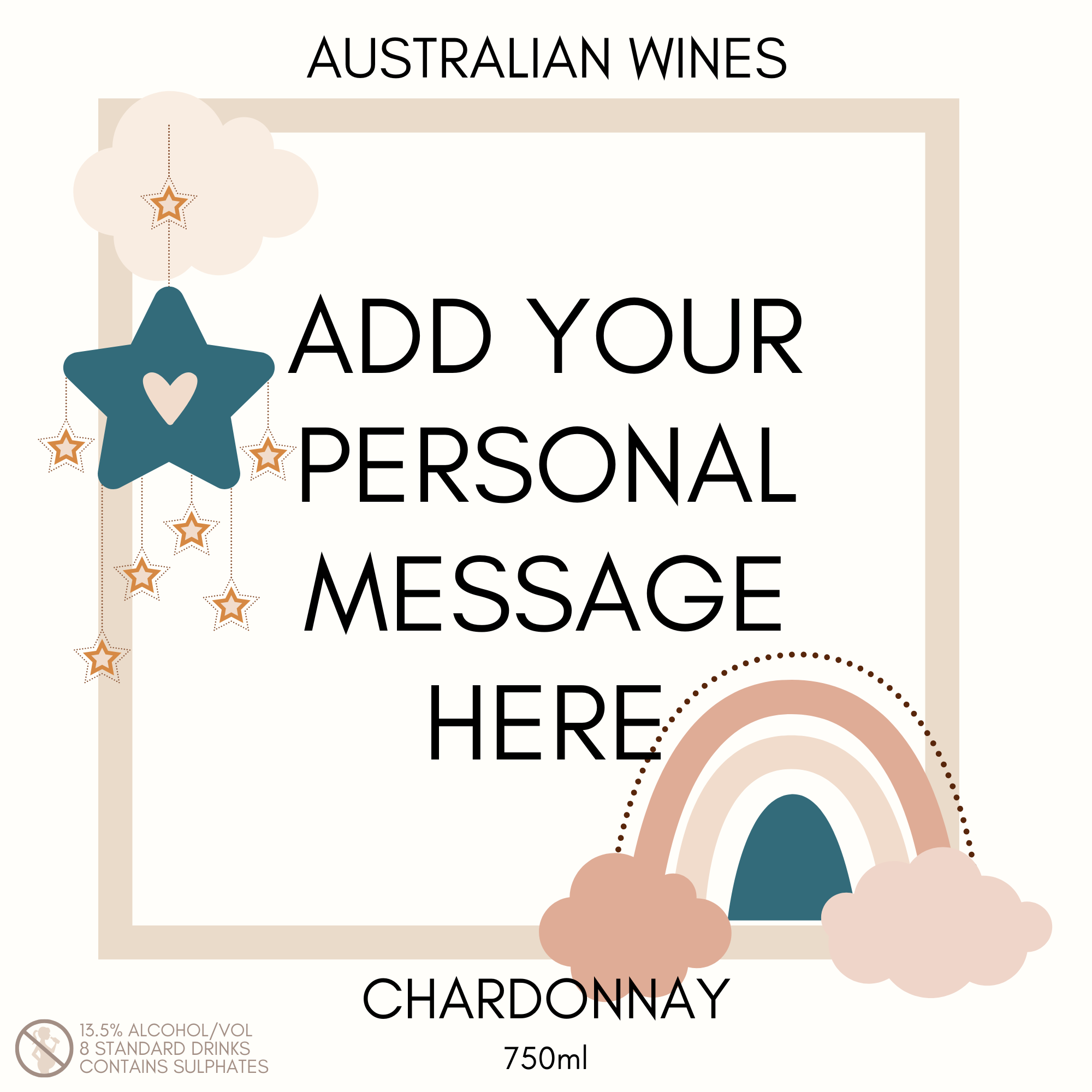 BGA Stars & Rainbows Chardonnay Wine Label