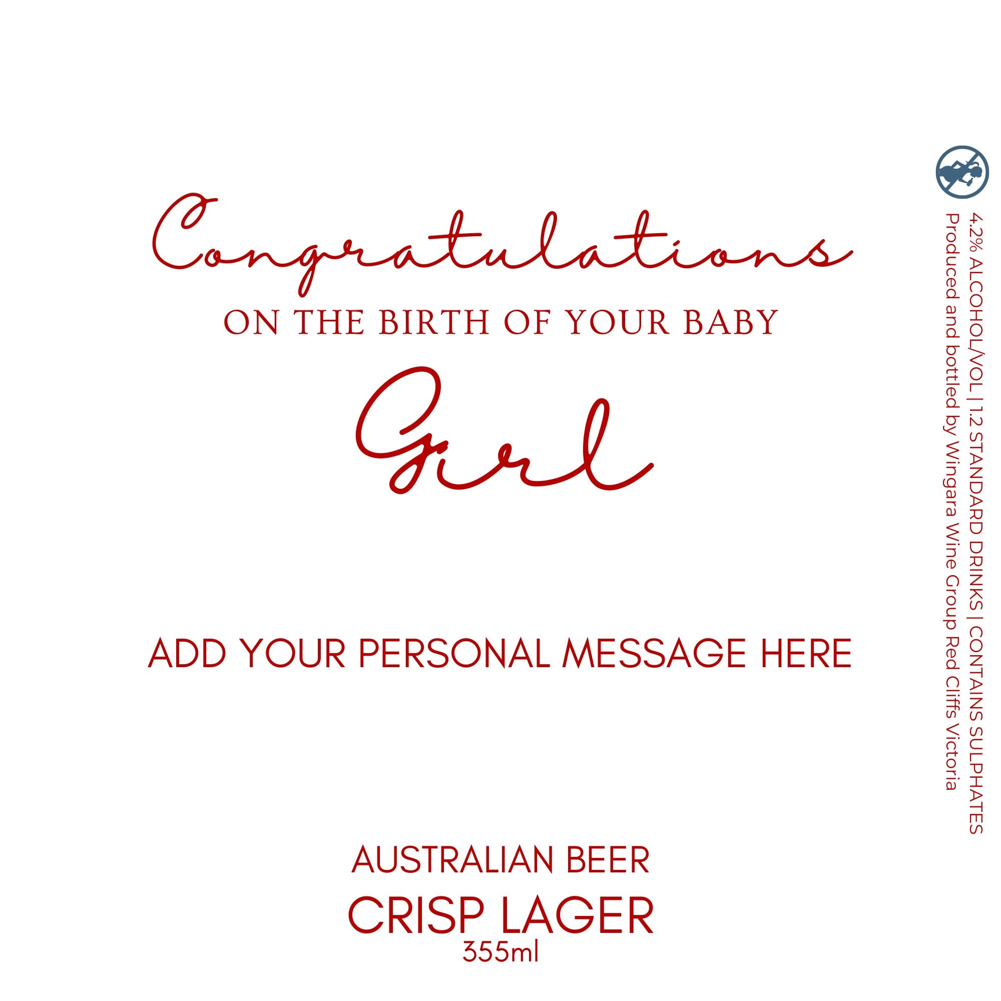 Baby Girl Beer Label