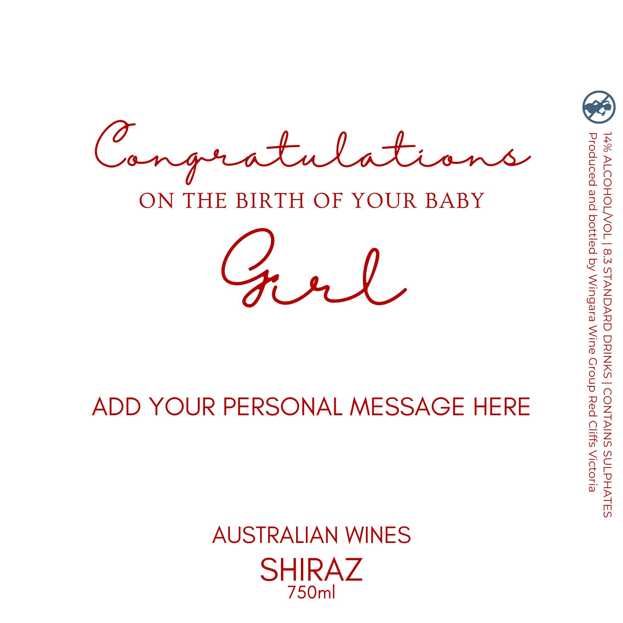 Baby Girl Shiraz Wine Label