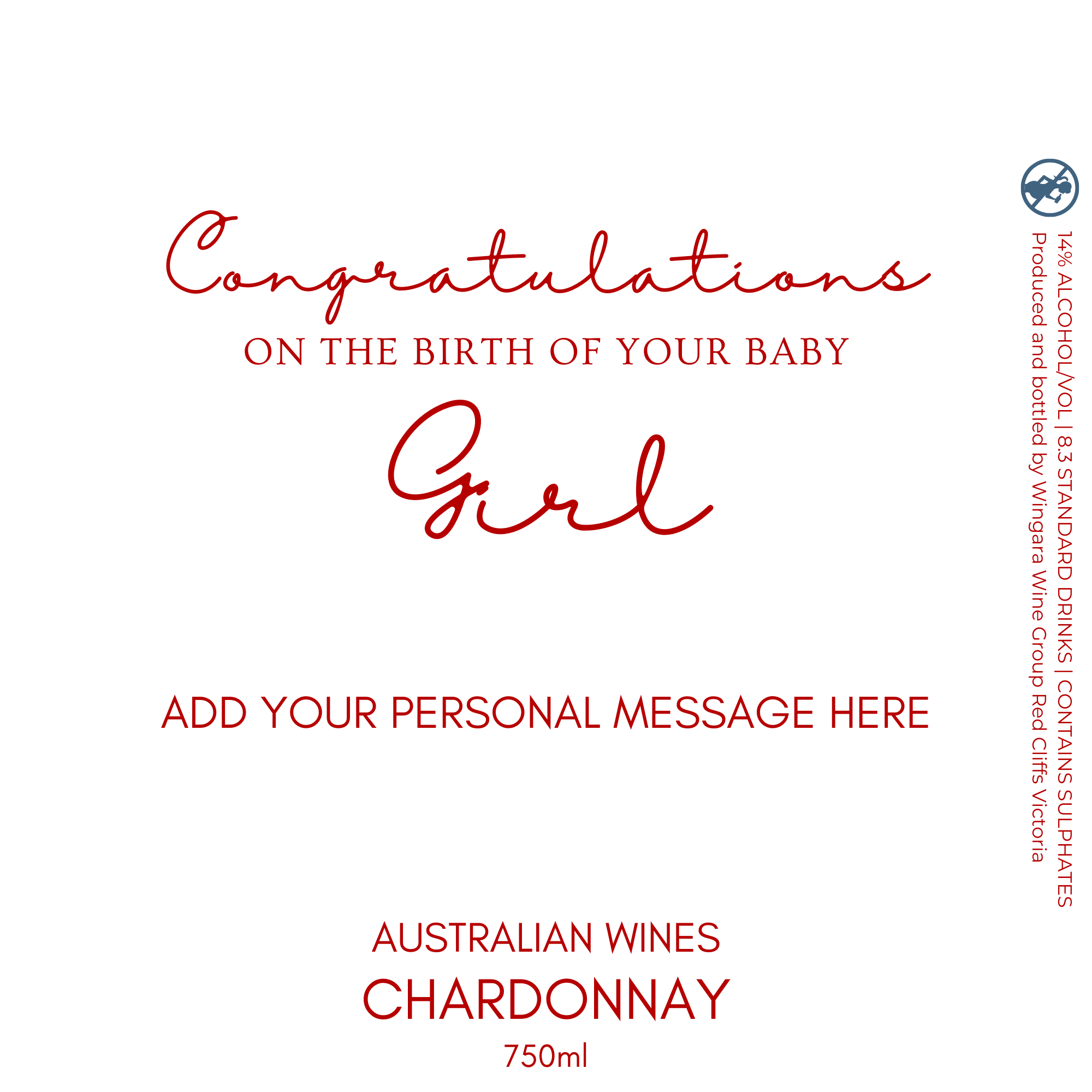 Baby Girl Chardonnay Wine Label
