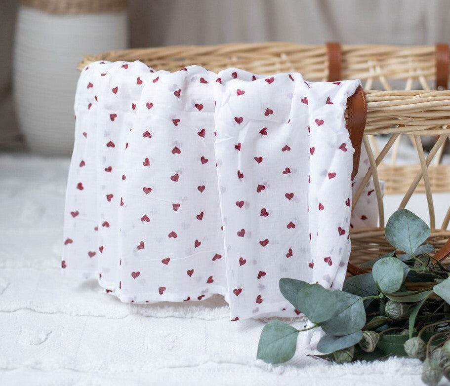Emotion & Kids Red Hearts Muslin Wrap