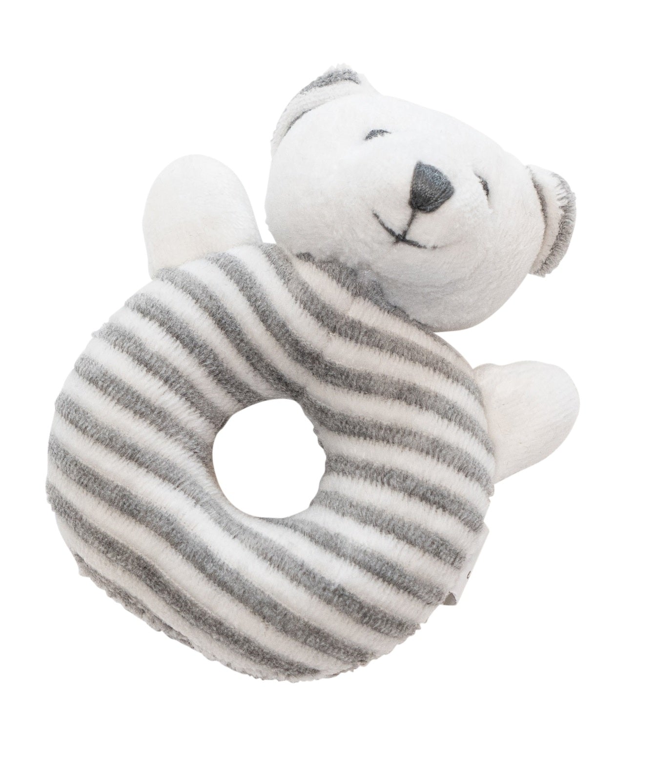 Emotion & Kids Grey & White Stripe Bear Rattle