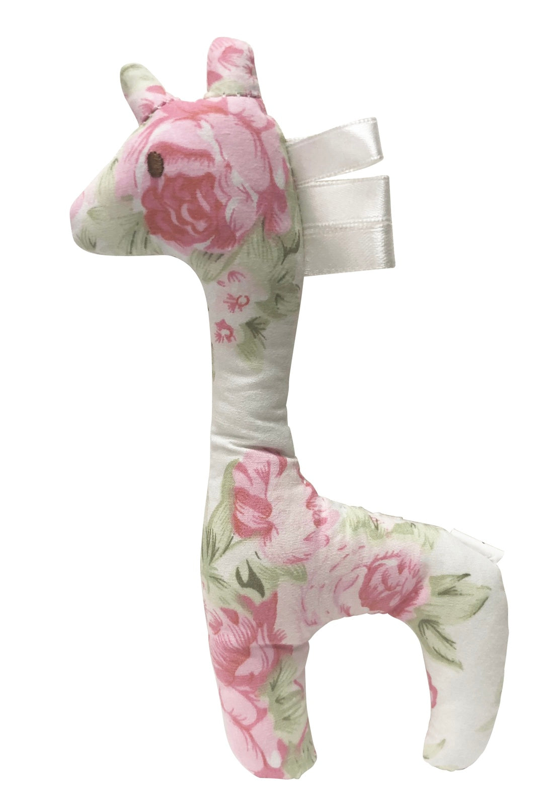 Peony Rose Gingham Giraffe Rattle