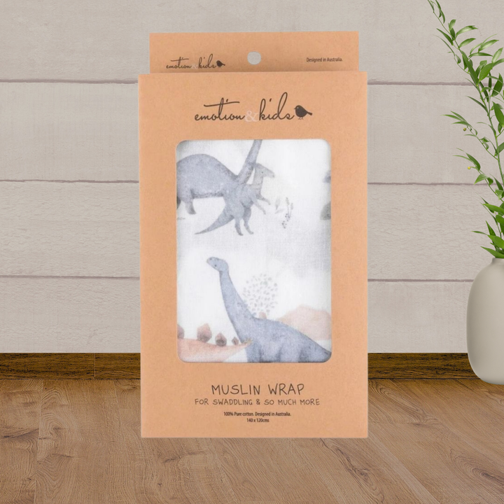 Emotion & Kids Dinosaurs Adventure Muslin Wrap - Baby Gifts Australia