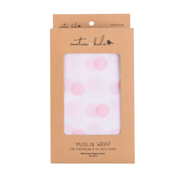 Emotion & Kids Pink Spots Muslin Wrap