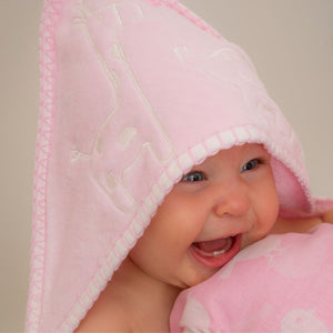 Emotion & Kids Pink Safari Hooded Towel - Baby Gifts Australia