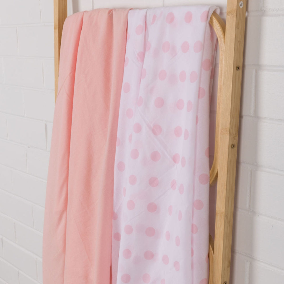 Emotion & Kids Pink & Pink Spot Muslin Wrap 2 Pack - Baby Gifts Australia