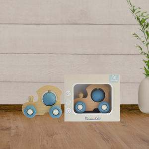 Eleganter Eco Spin Train Toy in Blue - Baby Gifts Australia