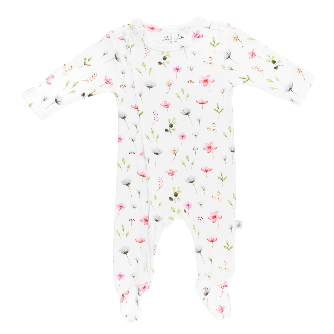Fleur Zipped Organic Cotton Footed Outfit