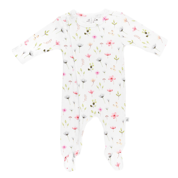 Fleur Zipped Organic Cotton Footed Outfit