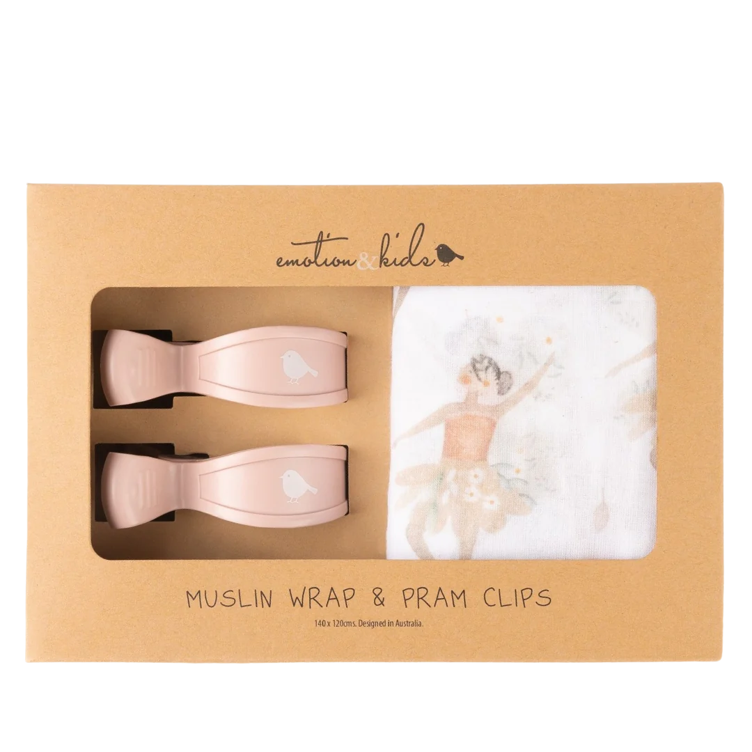 Fairy Muslin Wrap & Dusty Pink Pram Clip Set