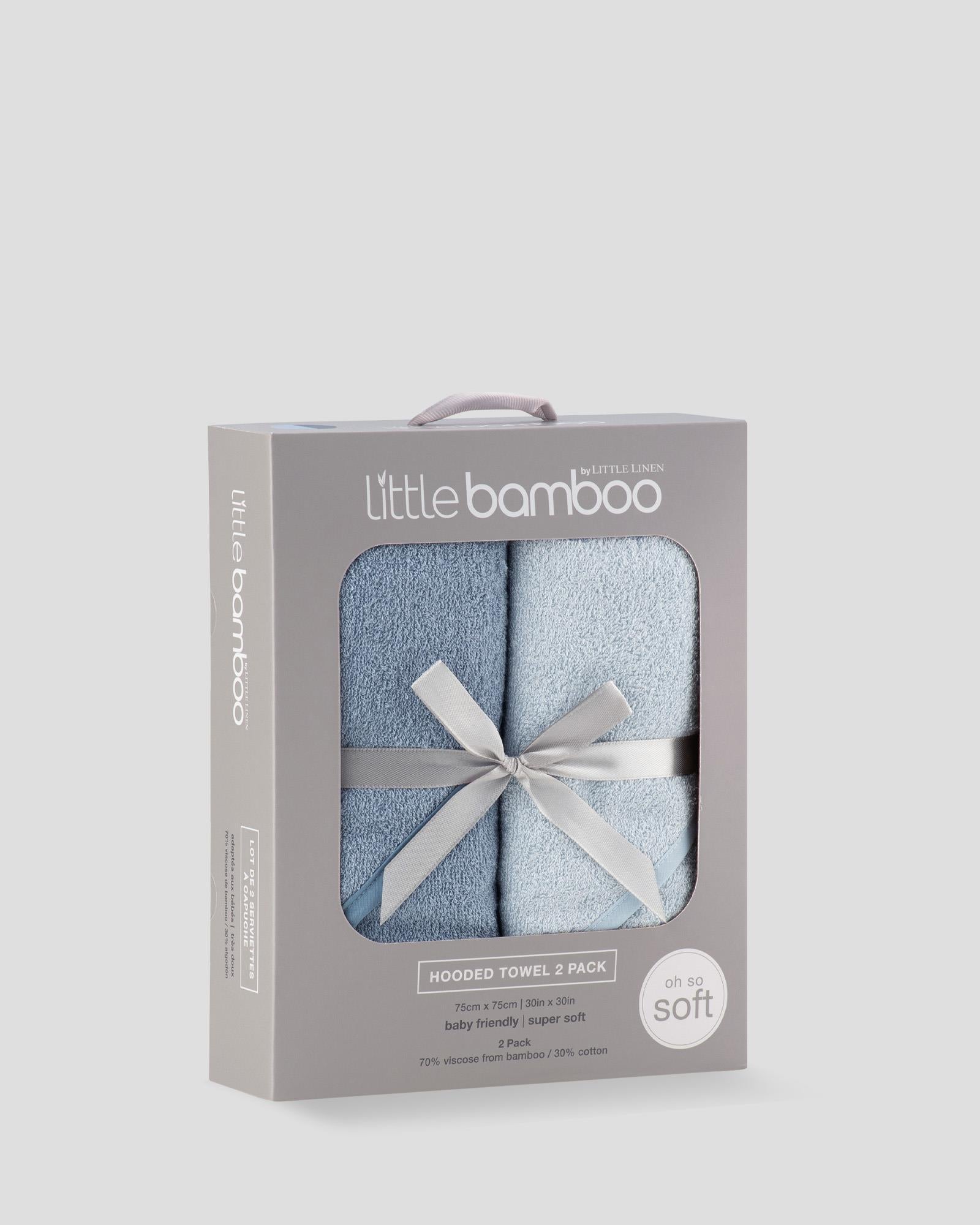 Little Bamboo Hooded Towel 2PK - Retro Blue