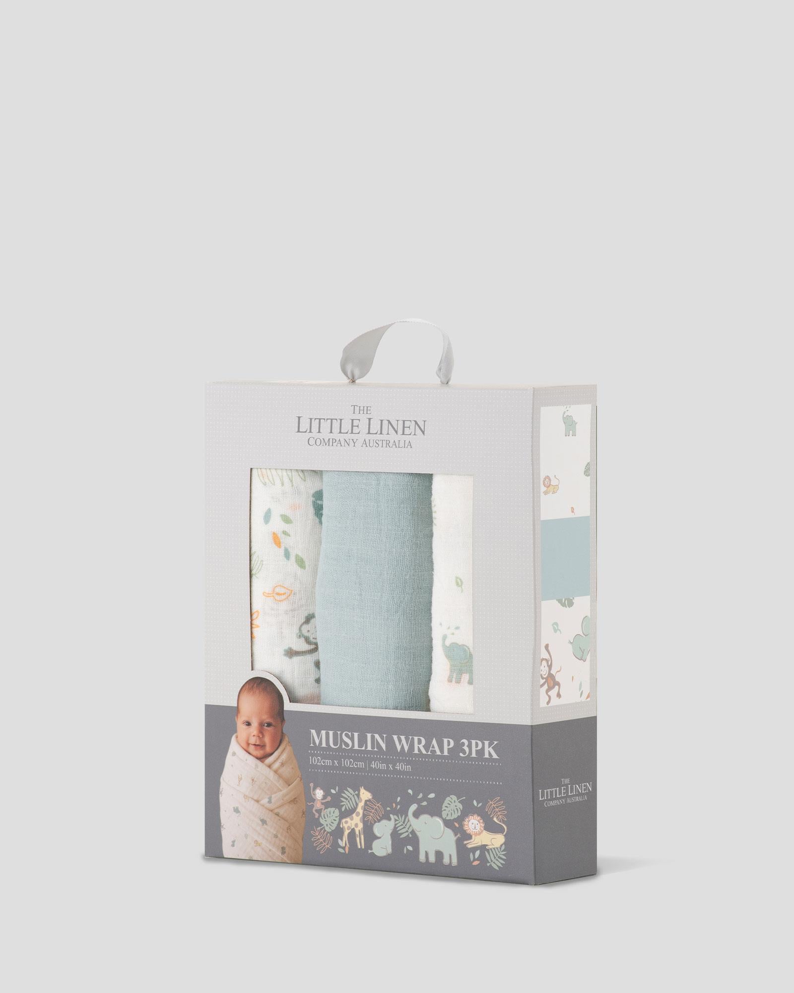 Little Linen Muslin Wraps 3PK - Savanna Giraffe