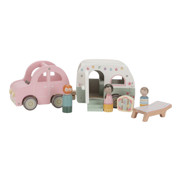 Little Dutch Wooden Toy Car with Caravan - Baby Gifts Australia