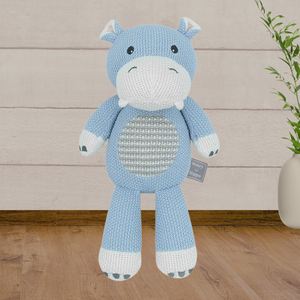Living Textiles Harry the Hippo Knitted Toy - Baby Gifts Australia