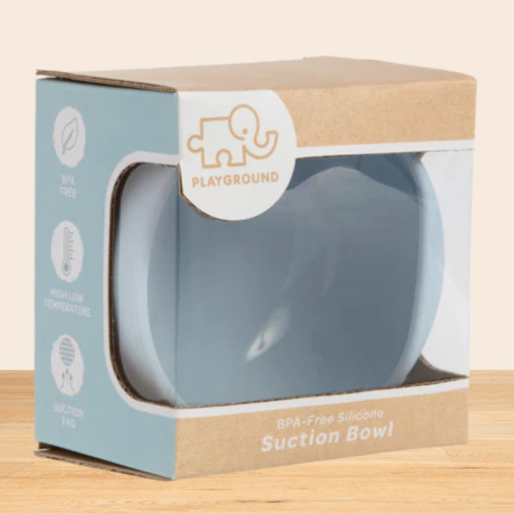 Living Textiles Silicone Bowl in Dusty Blue With Box - Baby Gifts Australia