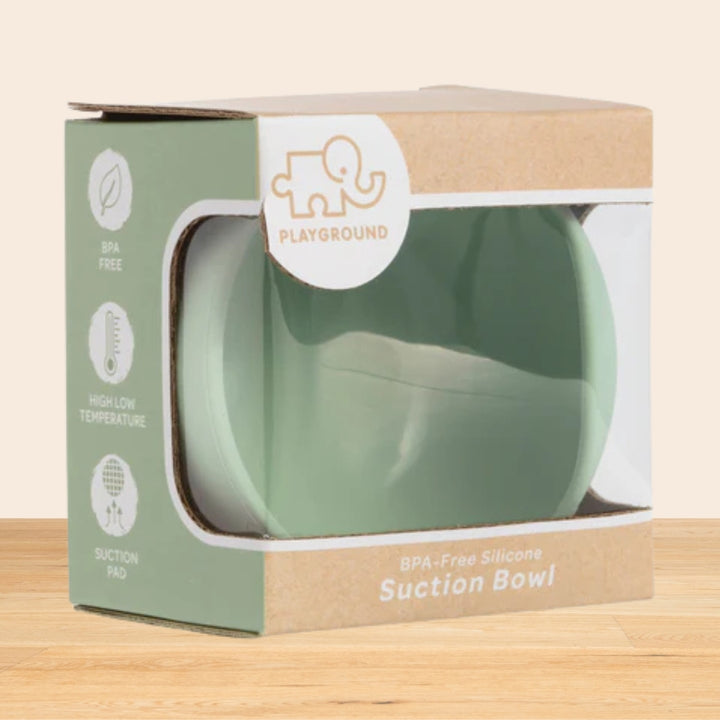 Living Textiles Silicone Bowl in Sage With Box - Baby Gifts Australia
