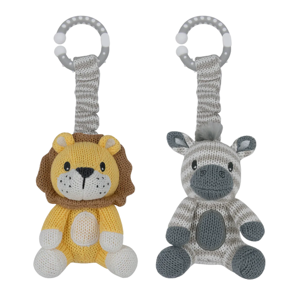 Living Textile 2 Pack Stroller Toys - Zebra & Lion