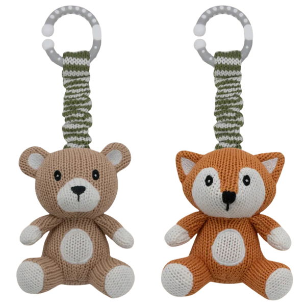 Living Textiles 2pk Stroller Toys - Bear & Fox